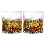 The Wine Savant Mexican Style Glass Hand Blown Colorful Artisan Design Glass Barware DOF Glassware - Confetti Rock