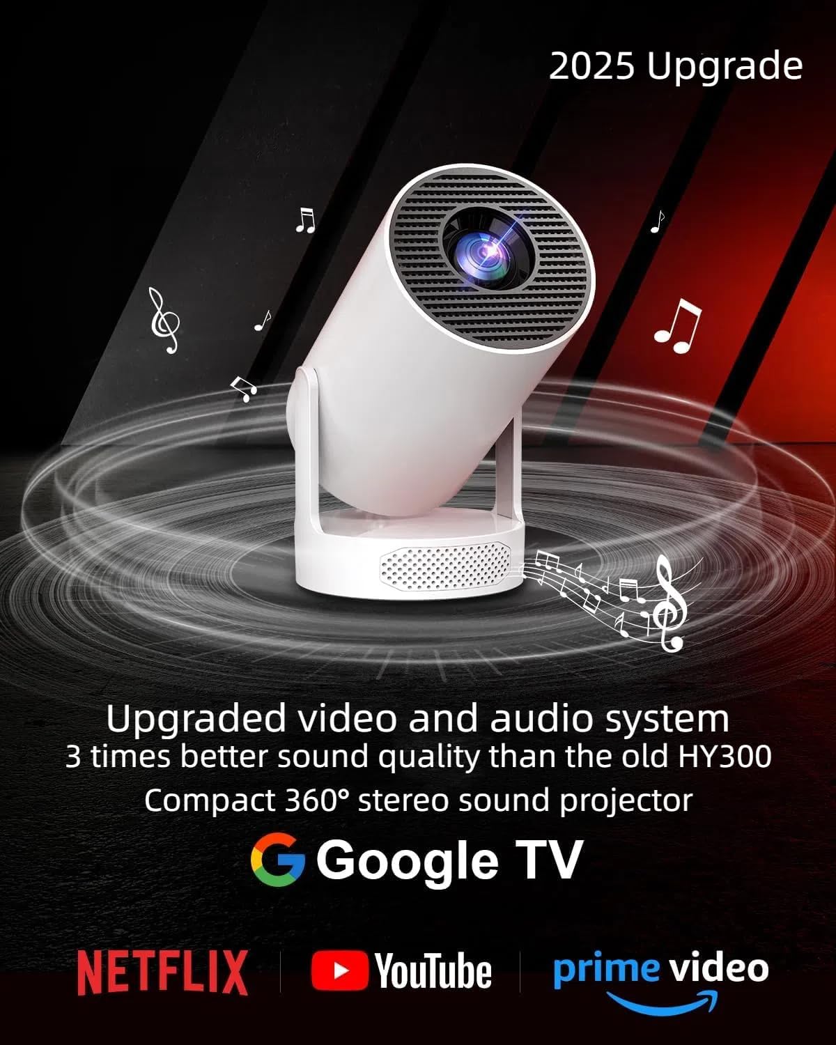 Pro Mini Portable Smart Projector with Android 13, Full HD, WiFi 6, Bluetooth 5.0, Built-in Apps for Netflix & YouTube – Works with Phone, Laptop, TV, HDMI, PS5