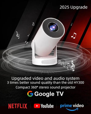 Pro Mini Portable Smart Projector with Android 13, Full HD, WiFi 6, Bluetooth 5.0, Built-in Apps for Netflix & YouTube – Works with Phone, Laptop, TV, HDMI, PS5