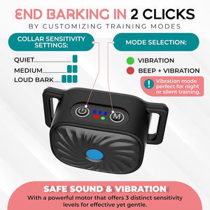Adjustable Anti Bark Dog Collar Training Collar with Safe Stimulation
