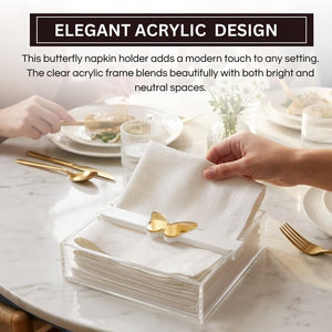 Butterfly Napkin Holder, Single Piece, Clear White Acrylic
