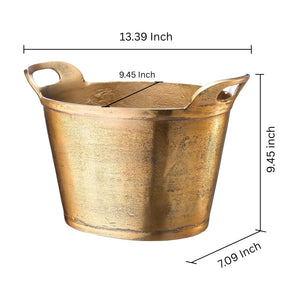 Solid Bronze Gold 12-Quart Double-Walled Insulated Ice Bucket & Champagne Cooler (13.4" x 9.45")