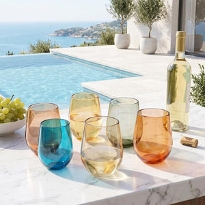 Eze Acrylic Stemless Wine Glassware, Set of 12