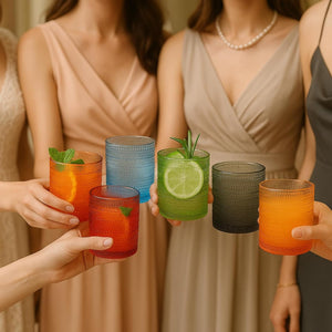 Acrylic Hobnail Lowball Glasses – Set of 6 Colorful & Black Tumblers, 10 oz