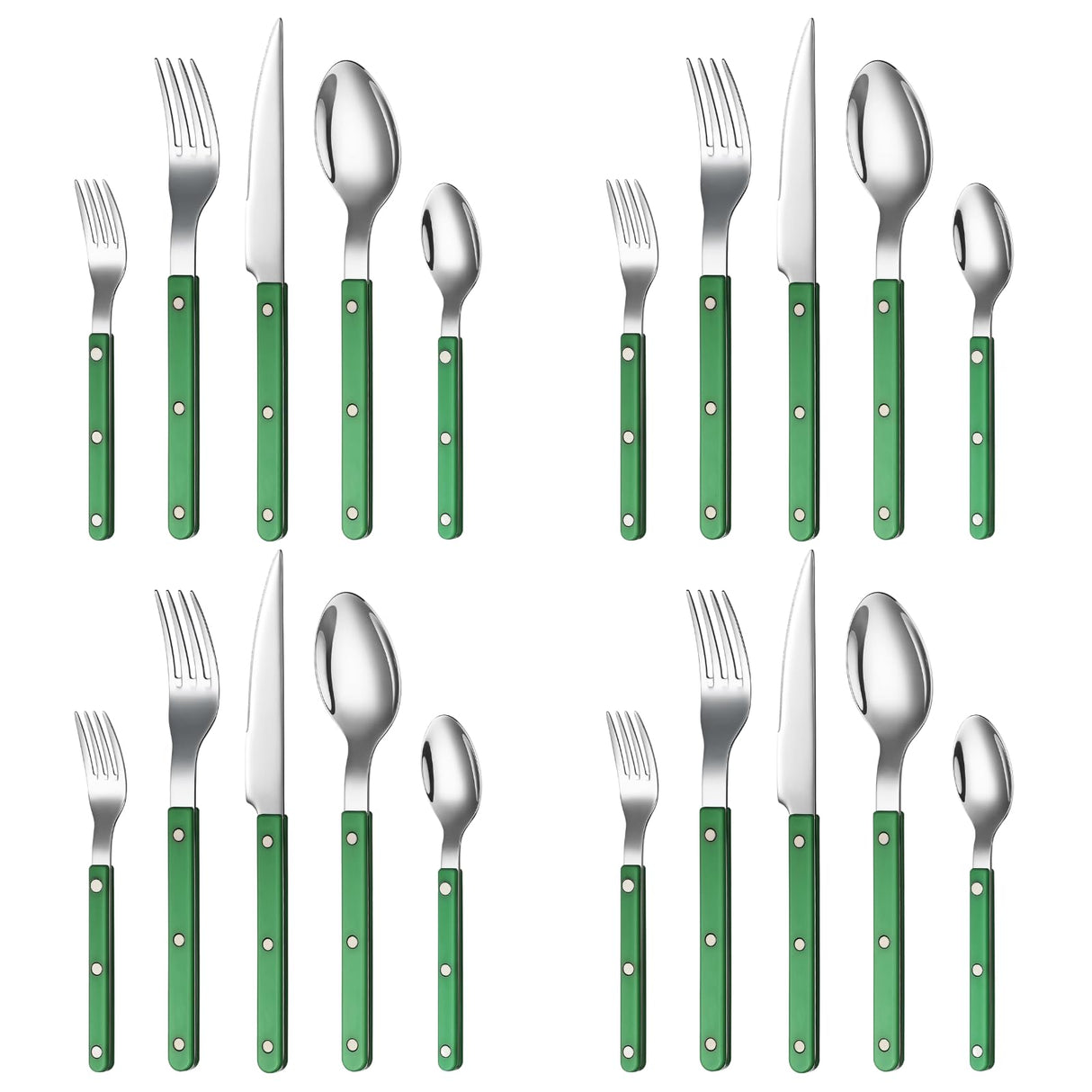 Khen Green Cutlery Set of 20 –18/8 Stainless Steel Flatware
