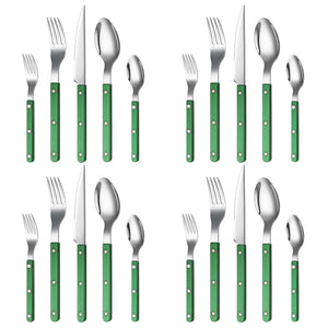 Khen Green Cutlery Set of 20 –18/8 Stainless Steel Flatware