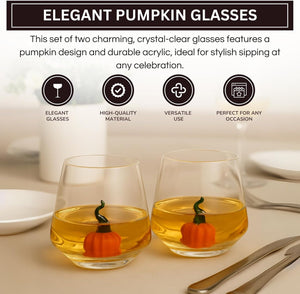 Pumpkin Glass Set Fall Drinkware 12oz Clear