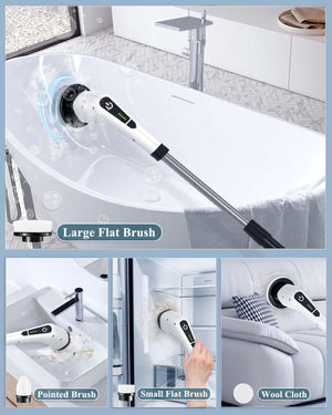 Cordless Power Shower Scrubber - Electric Cleaning Brush for Tile & Tub