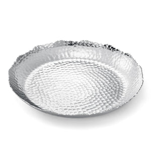 Silver Hammered Decorative Bowl Elegant Aluminum Centerpiece