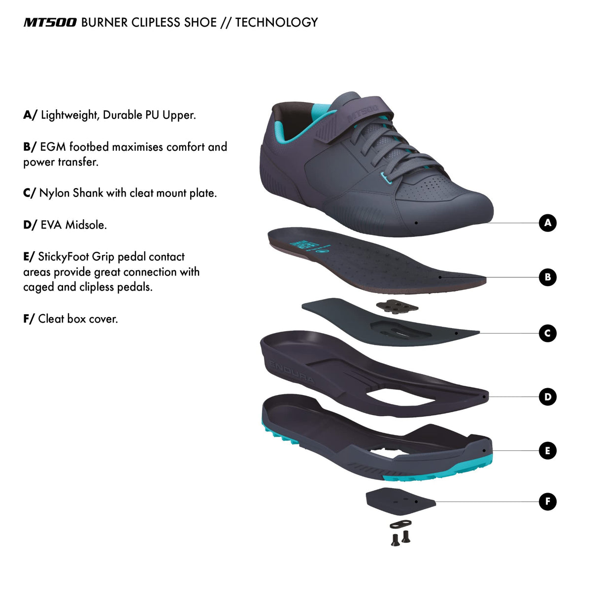 Endura MT500 Burner Navy Clipless Mountain Bike Shoes