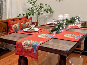 Red Santa Claus Christmas Tree Woven Tapestry Dining Table Runner (17615)