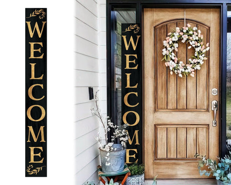 72 - Inch Tall Outdoor Welcome Sign - Rustic Farmhouse Front Porch Decor in Black, White, and Brown - Welcome Sign for Front Door - Tuesday Morning - Wall Signs