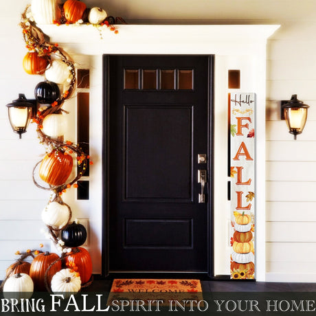 72 - Inch Wooden "Hello Fall" Porch Sign - Seasonal Front Door Decor for Autumn Celebrations - Tuesday Morning - Wall Signs
