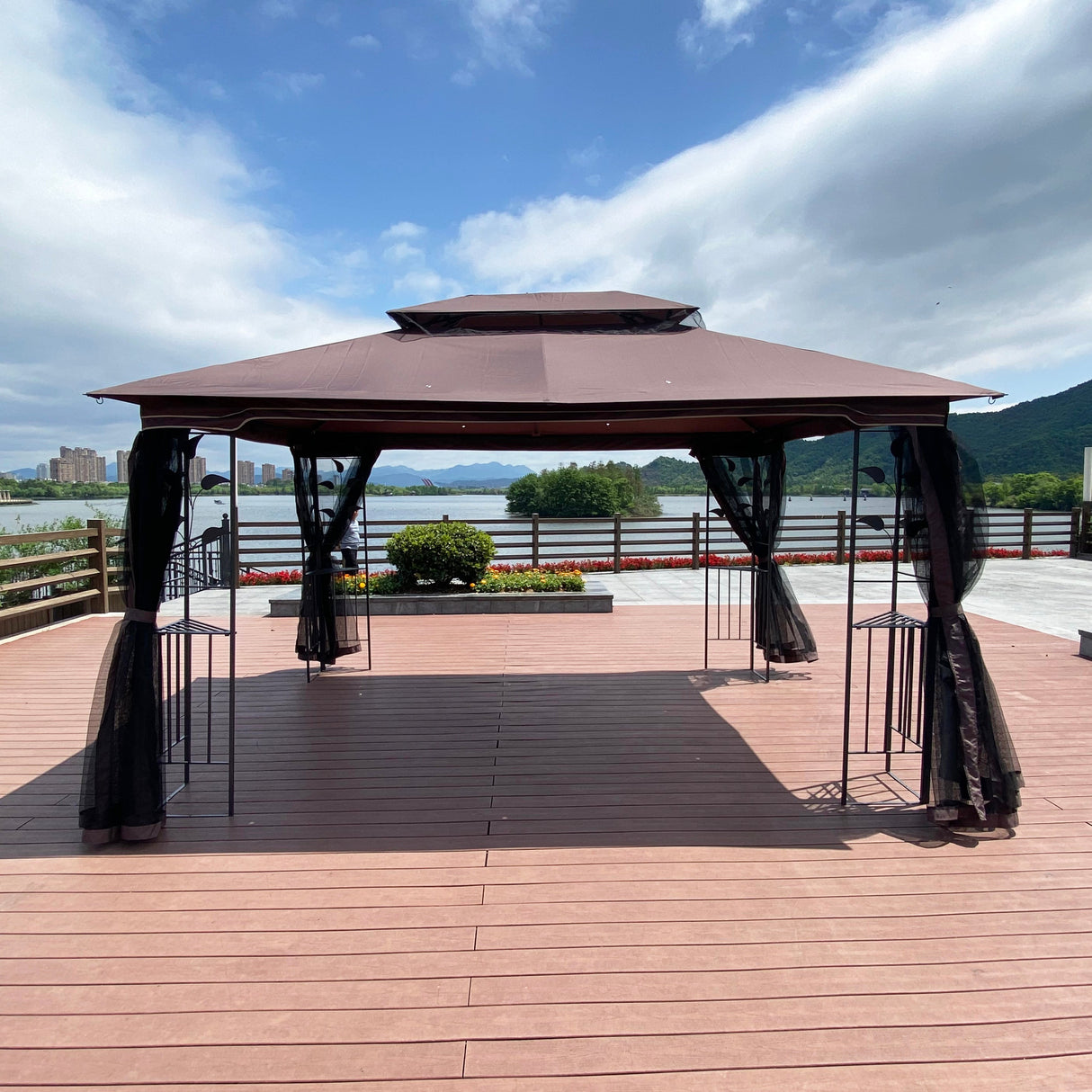 Gazebo tent with double roof & mosquito net