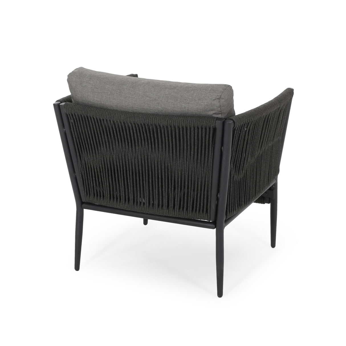 Hanford Modern Club Chair with Woven Rope Design in Grey
