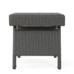 Outdoor Wicker Table With Rectangular Tabletop - Gray
