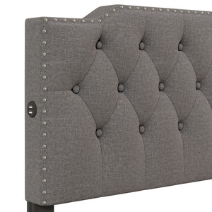 Upholstered Platform Bed With 2 Drawers And 2 Sets Of USB Ports On Each Side, Fabric