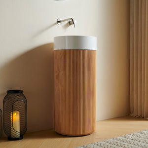 JINBO 16" Freestanding Cylindrical Bathroom Vanity Cabinet