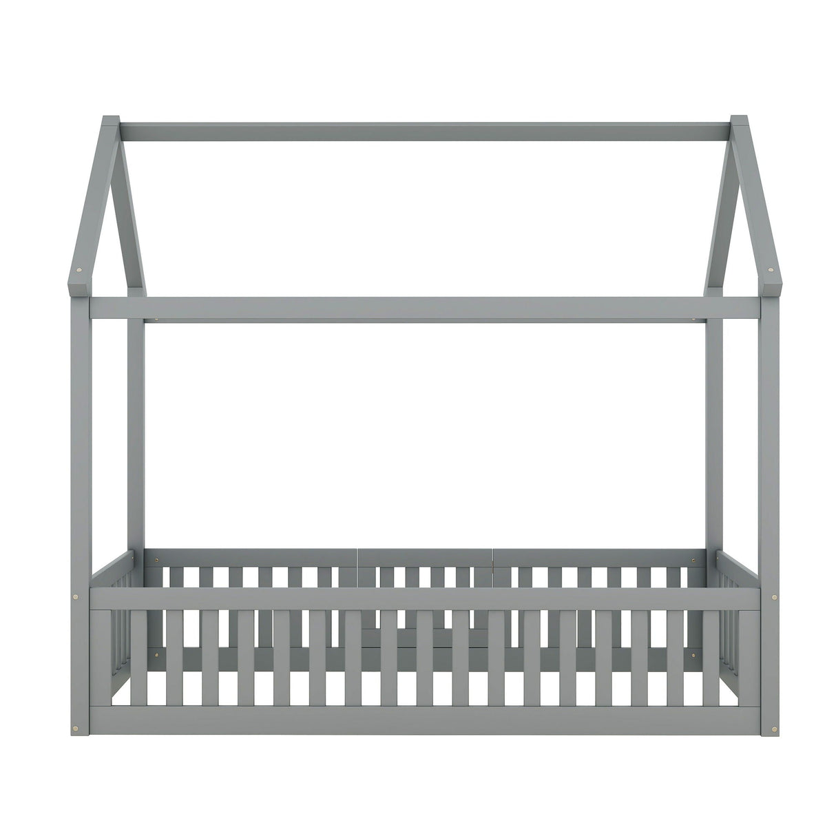 Wood House Bed With Fence And Door