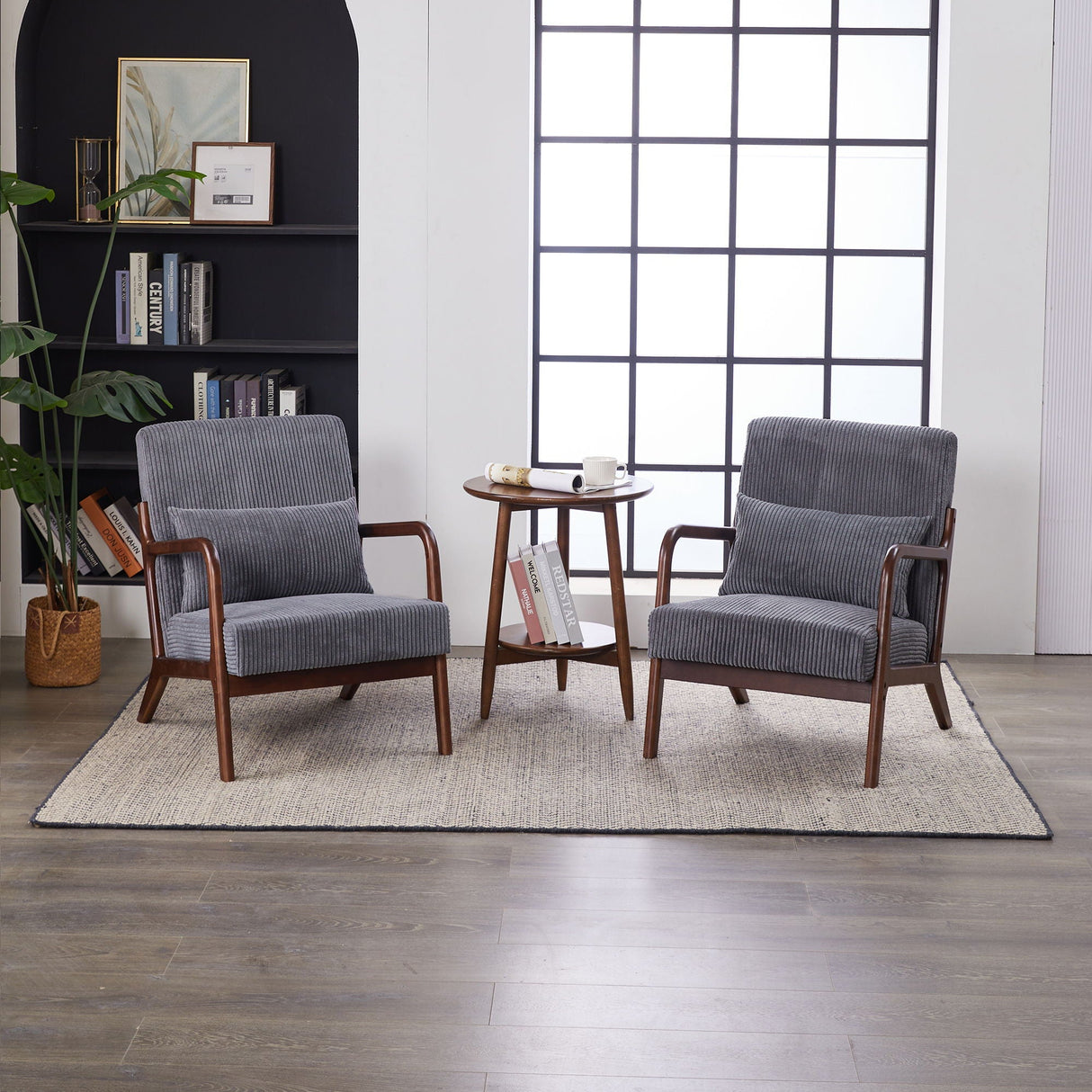 Accent Chair With Pillow And Wood Frame