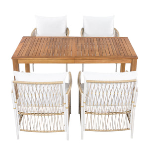 TOPMAX Patio 5pcs Wooden Dining Table Set