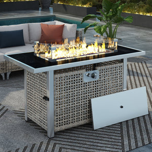 K&K 43' Propane Gas Fire Pit Table, Grey