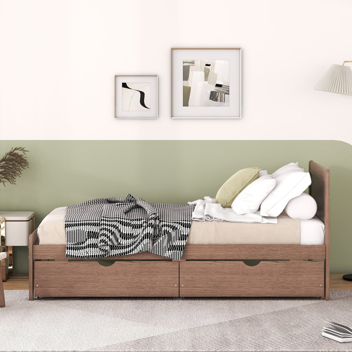 The Space-Saving Rubberwood Twin Bed With Integrated Storage