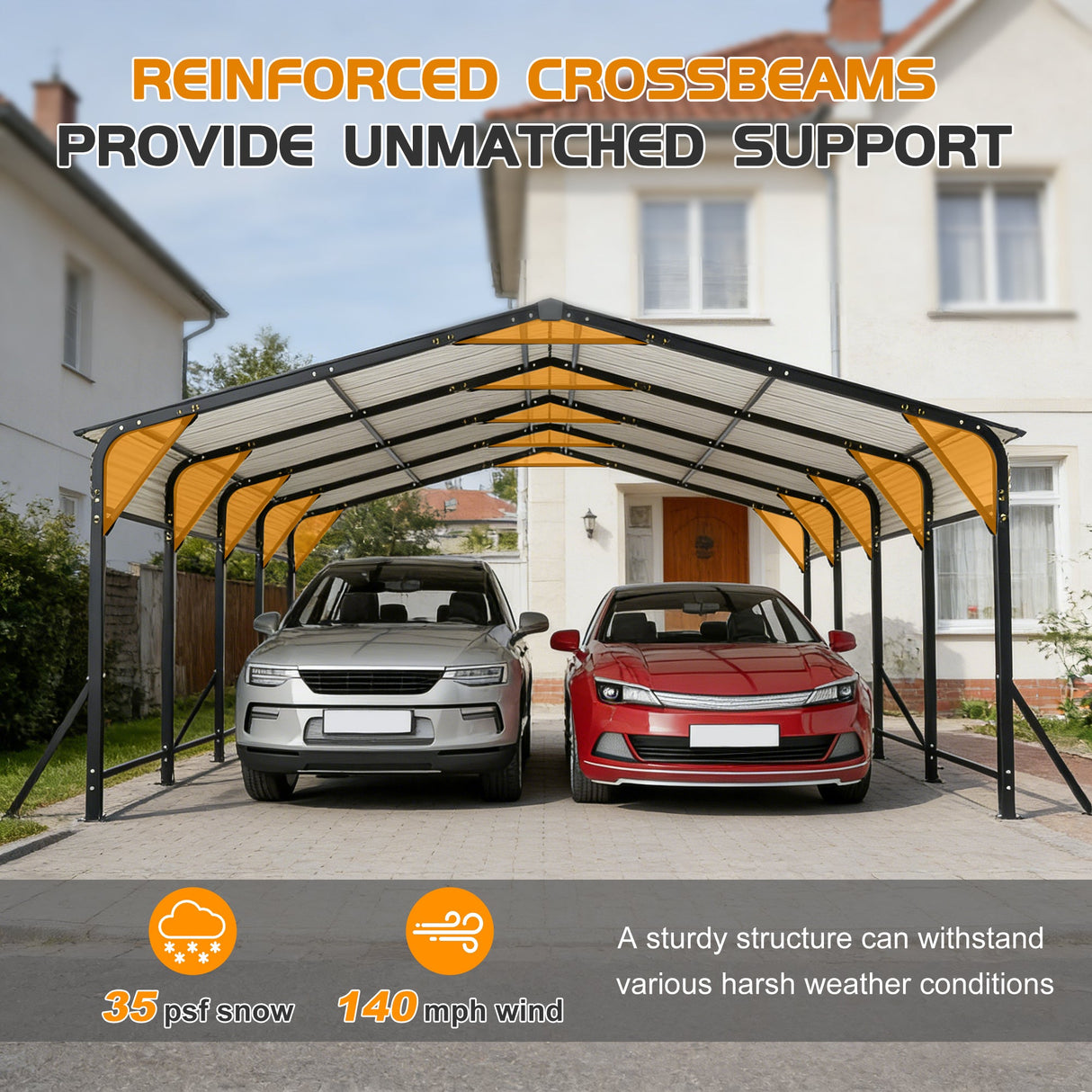 20'x20' Galvanized Steel Carport Canopy