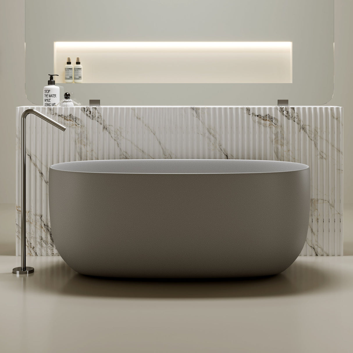51'' Freestanding Bathtub Resin Stone Soaking Bathtub