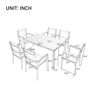 6-Person Modern Steel Outdoor Dining Set