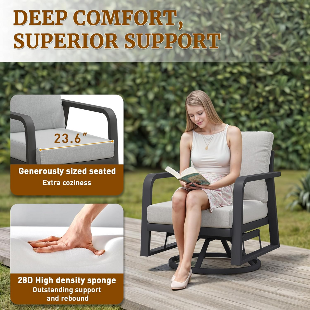 FR One Three-Seater Sofa + Two Swivel Chairs + One Coffee Table