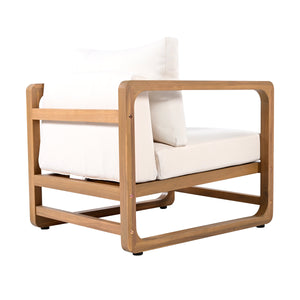 Acacia Wood Outdoor Set: 2 Club Chairs and Rustic Slat Side Table