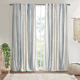 Cotton printed curtain panel with chenille stripe and lining