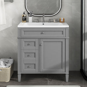 Bathroom Vanity With Top Sink, 2 Drawers and Tip Out Drawer