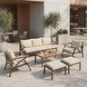 6-Piece Outdoor Patio Furniture Set with Steel Frame Sofa & Acacia Wood Table