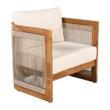 Premium Acacia Wood Outdoor Club Chair with Curved Tub Design