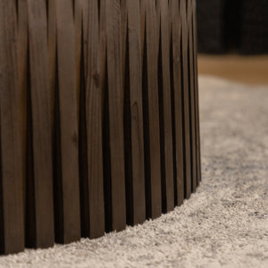 Vintage Style Cylindrical Nesting Coffee Table Set with Textured Embossed Design