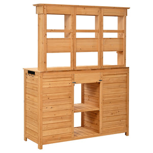 TOPMAX 65.7'' Tall Garden Potting Bench Table with Hutch