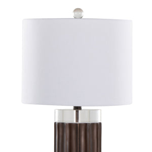 Cylinder Fluted Contemporary Polyresin Table Lamp Set of 2