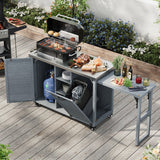 K&K 78.3' Outdoor Kitchen Island with Foldable Grill Table