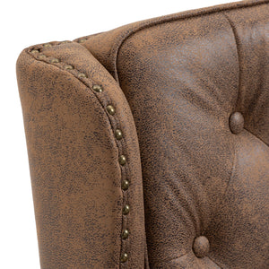 Modern Coffee Wood Frame Armchair with Microsuede Upholstery