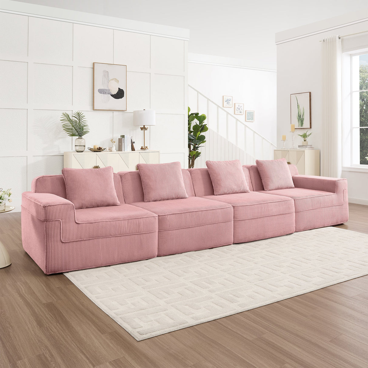 Modular 4 Seat Boneless Sofa, Cloud Sectional Couch