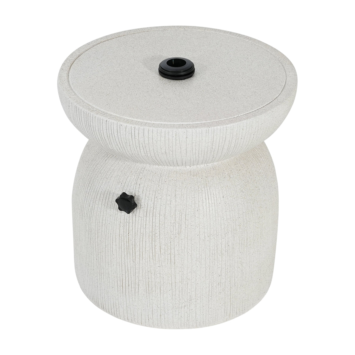 Odelia MGO Outdoor Patio Side Table Umbrella Base with Sand-filling DesignWhite Marble Finish