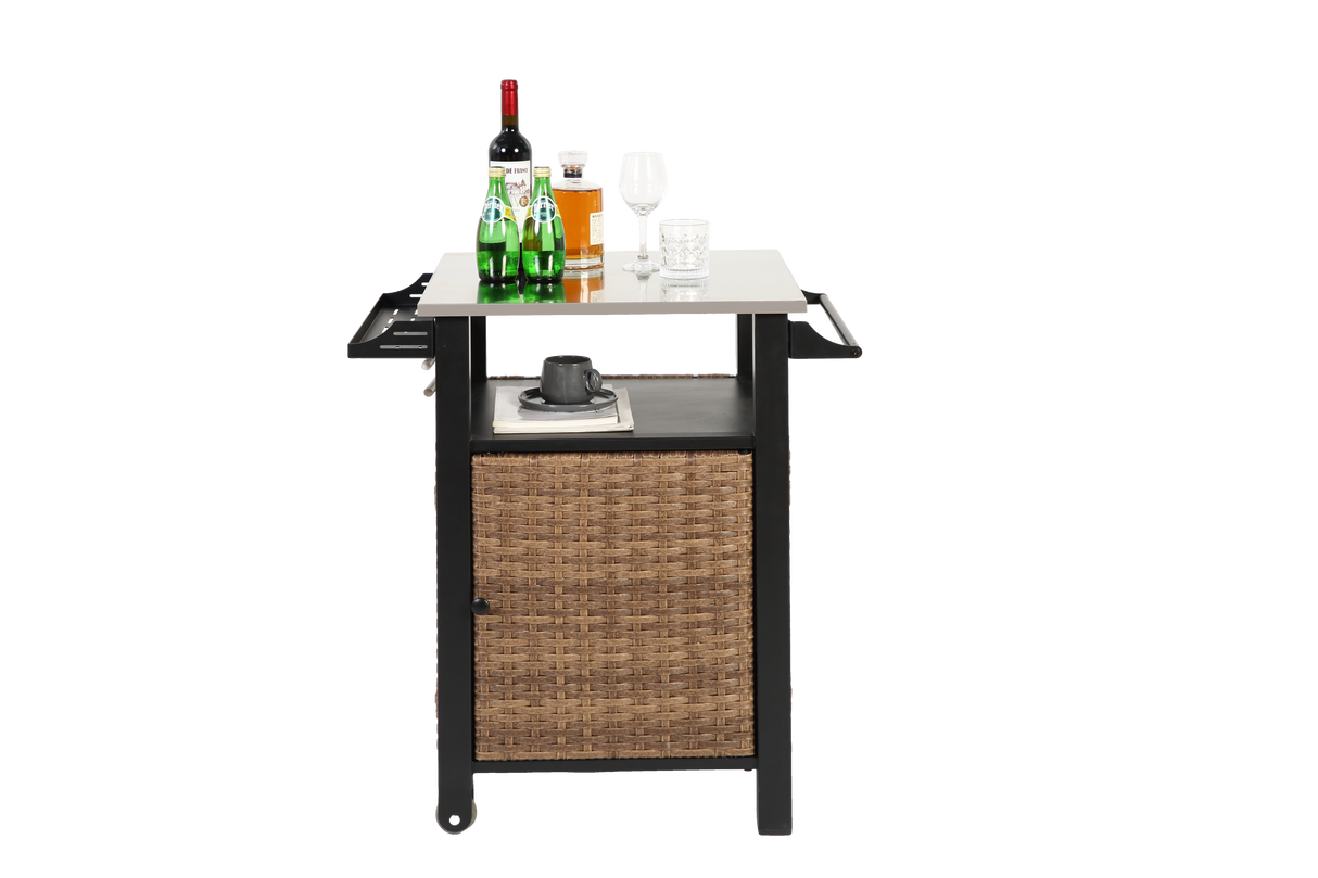 Single Door Outdoor Bar Cart with Stainless Steel Tabletop