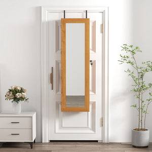 Jewelry Armoire Organizer With Full Length Mirror, Wall Mounted Lockable Cabinet With LED Light