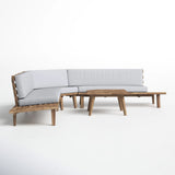 HILLCREST V Shaped 4-Piece Sofa Set - Gray Acacia Wood with Water Resistant Fabric