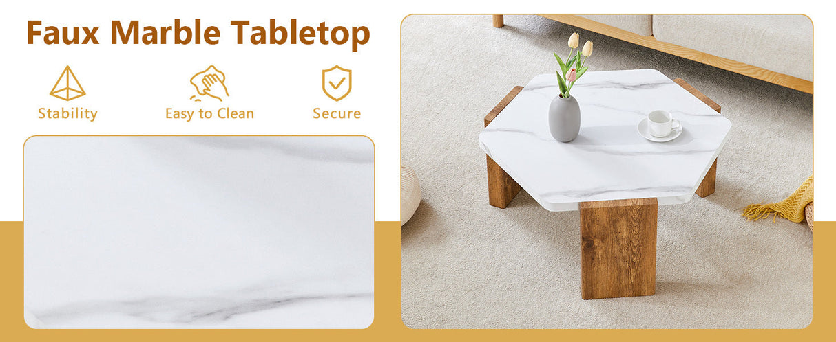 31-Inch Modern-Style Hexagonal Coffee Table