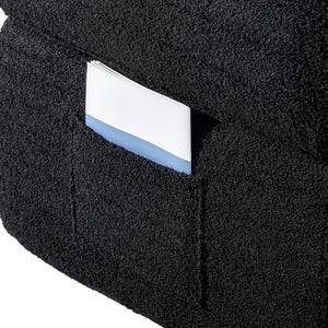 Folding Sofa Bed in Black Teddy Bear Fabric