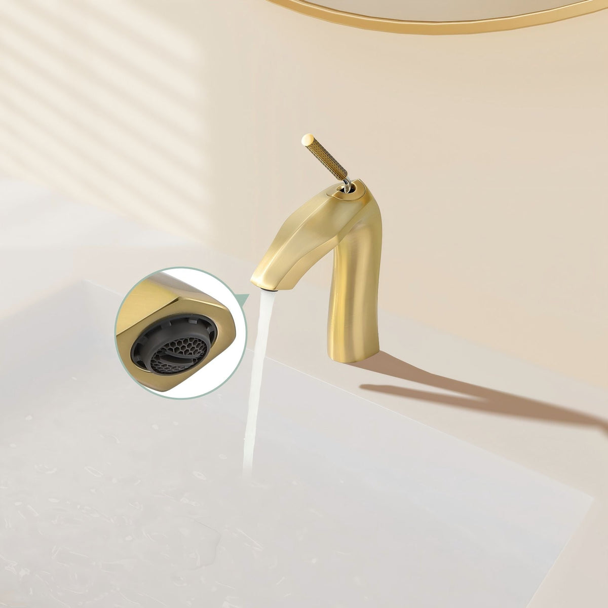 Contemporary Single Handle Lavatory Basin Sink Faucet Brass