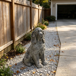 20'' Antique Finish Realistic Sitting Cocker Spaniel Dog Statue